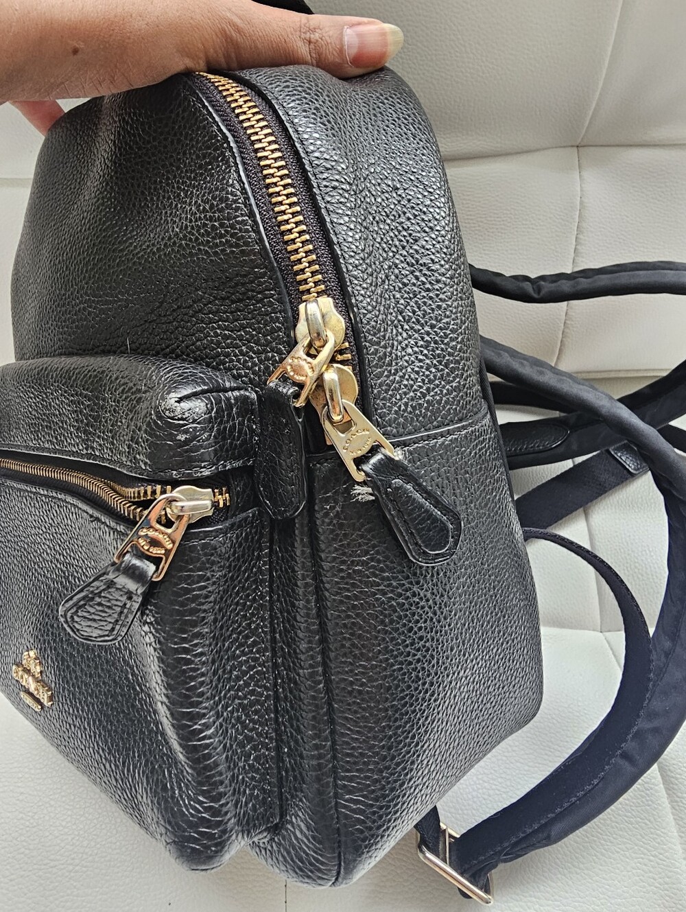 Authentic COACH Black Pebbled Leather Mini Backpack - Gold Hardware - Picture 5 of 15